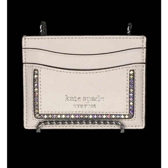 Kate Spade Cream Card Holder with AB stone Accents limited edition - Picture 2 of 11